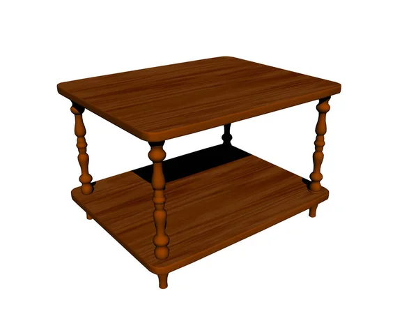 Drewniany Boczny Stół Salonie — Zdjęcie stockowe