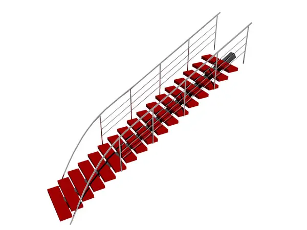 Красная Лестница Металлической Рамой — стоковое фото