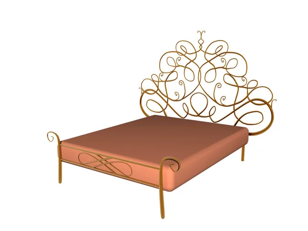 Широкая Кровать Металлической Раме — стоковое фото