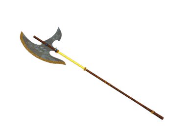Metal bıçaklı antika helebard.
