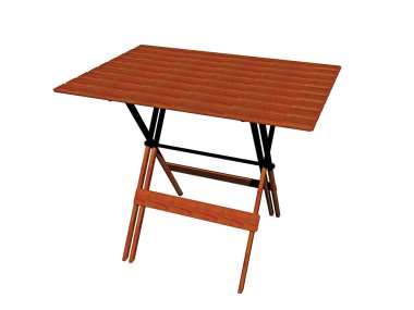 Sahildeki ahşap bahçe masası.