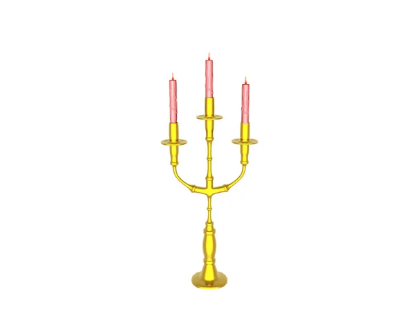 Candelabro Dourado Com Velas Rosa — Fotografia de Stock