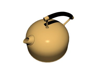 Kahverengi saplı gümüş metalik çaydanlık