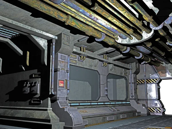 Steel Corridor Space Station — Stock Photo, Image