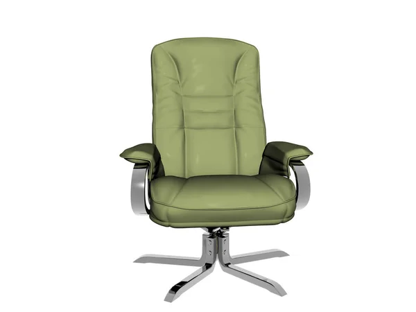 Silla Oficina Tapizada Moderna Verde Con Base Metal — Foto de Stock