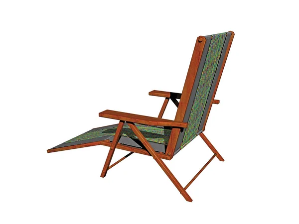 Wooden Folding Garden Chair Linen Cloth — Stock Photo, Image