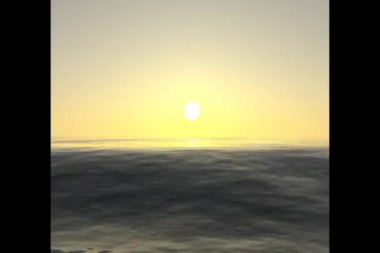 Akşam gökyüzünün altında dalgalanan deniz dalgaları ufukta belirdi