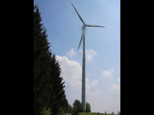 Turbină Eoliană Ridicată Curățarea Pădurilor Pentru Genera Energie Electrică Regenerabilă — Videoclip de stoc
