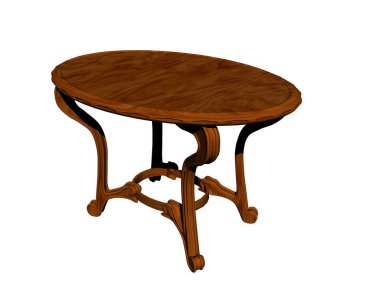 Oturma odasındaki ahşap masa.