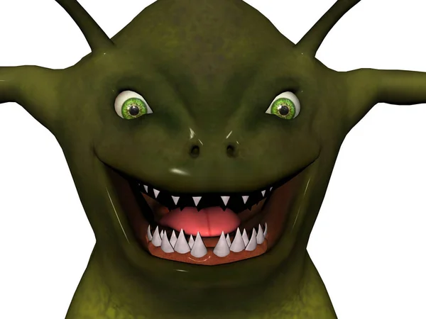 Zielony Szlam Potwór Ostrymi Zębami — Zdjęcie stockowe