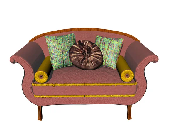Velho Sofá Vermelho Com Almofada Assento — Fotografia de Stock
