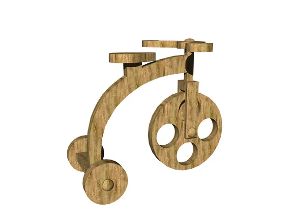 Drewniany Rower Trzykołowy Jako Zabawka Przedszkolu — Zdjęcie stockowe