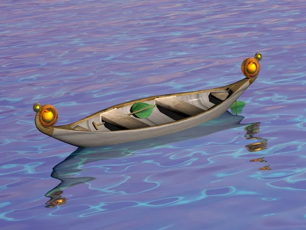 Díszített Evezős Csónak Lámpával — Stock Fotó