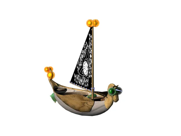 Barca Remi Decorata Con Lanterna — Foto Stock