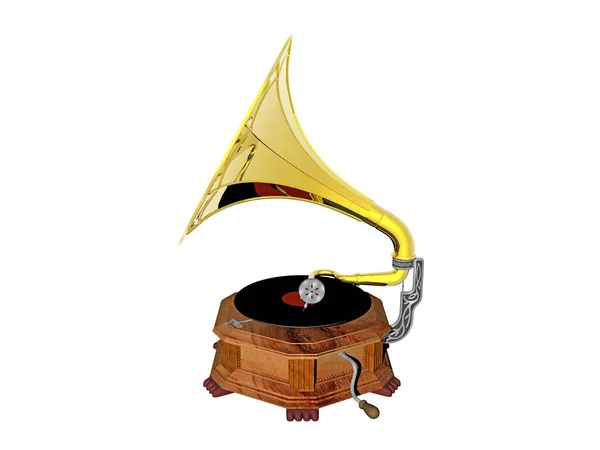 Gramophone Antique Avec Entonnoir Doré — Photo