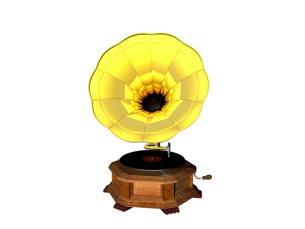 Gramophone Antique Avec Entonnoir Doré — Photo