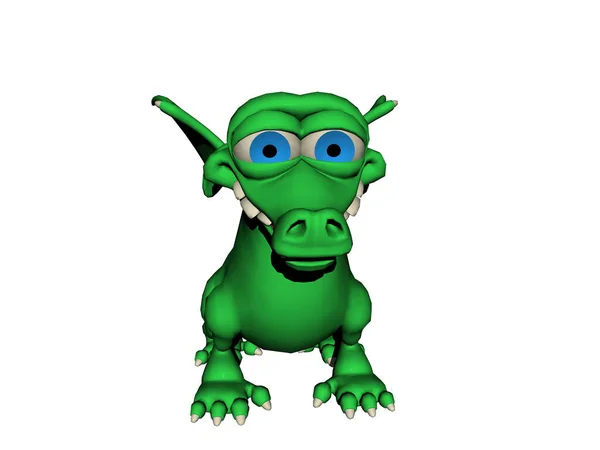 Little Green Cartoon Dragon — Stock Photo, Image