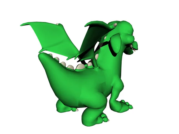 Micul Dragon Desene Animate Verde — Fotografie, imagine de stoc