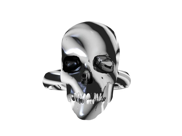 Metalen Schedelring Als Badge — Stockfoto