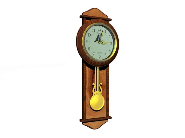Reloj Pared Madera Con Péndulo —  Fotos de Stock