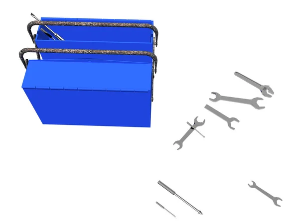 Синий Металлический Ящик Инструментов — стоковое фото