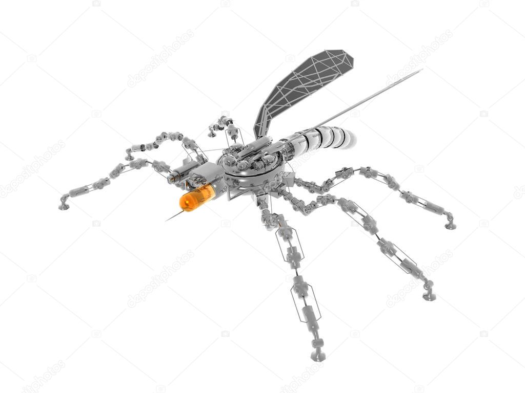 metallic robot insect for espionage