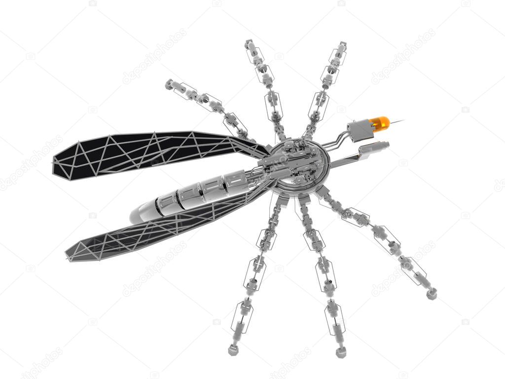 metallic robot insect for espionage
