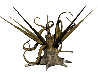 Dokunaç dalları olan çıplak korku ağacı.