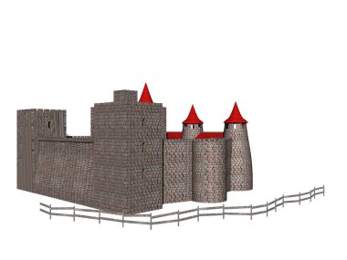 Kuleleri ve siperleri olan eski bir kale kompleksi