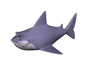 Mavi karikatür köpekbalığı denizde yüzer