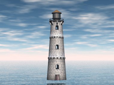 Deniz kenarındaki tuğla deniz feneri