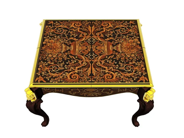 Antique Heavily Decorated Side Table Inlays — Stock Photo, Image
