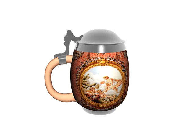 Stone Beer Mug Metal Lid — Stock Photo, Image