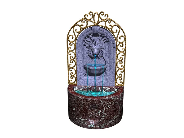 石榴石喷泉 狮头金属装饰 — 图库照片