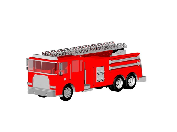 Red Fire Engine Car Long Ladder — Stock Photo, Image