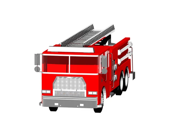 Red Fire Engine Car Long Ladder — Stock Photo, Image