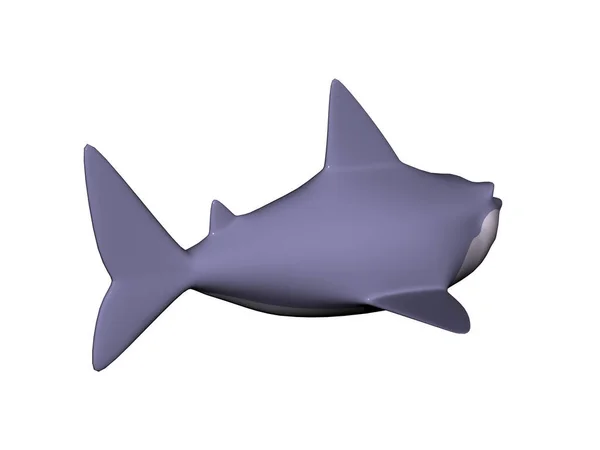 Blue Cartoon Shark Swims Sea — Stock Photo, Image