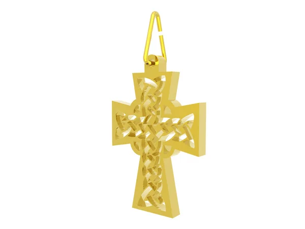 带有凯尔特图案的金属十字架 作为挂件 — 图库照片