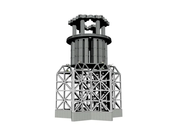 Futuristischer Startturm Mit Stahldekorationen — Stockfoto
