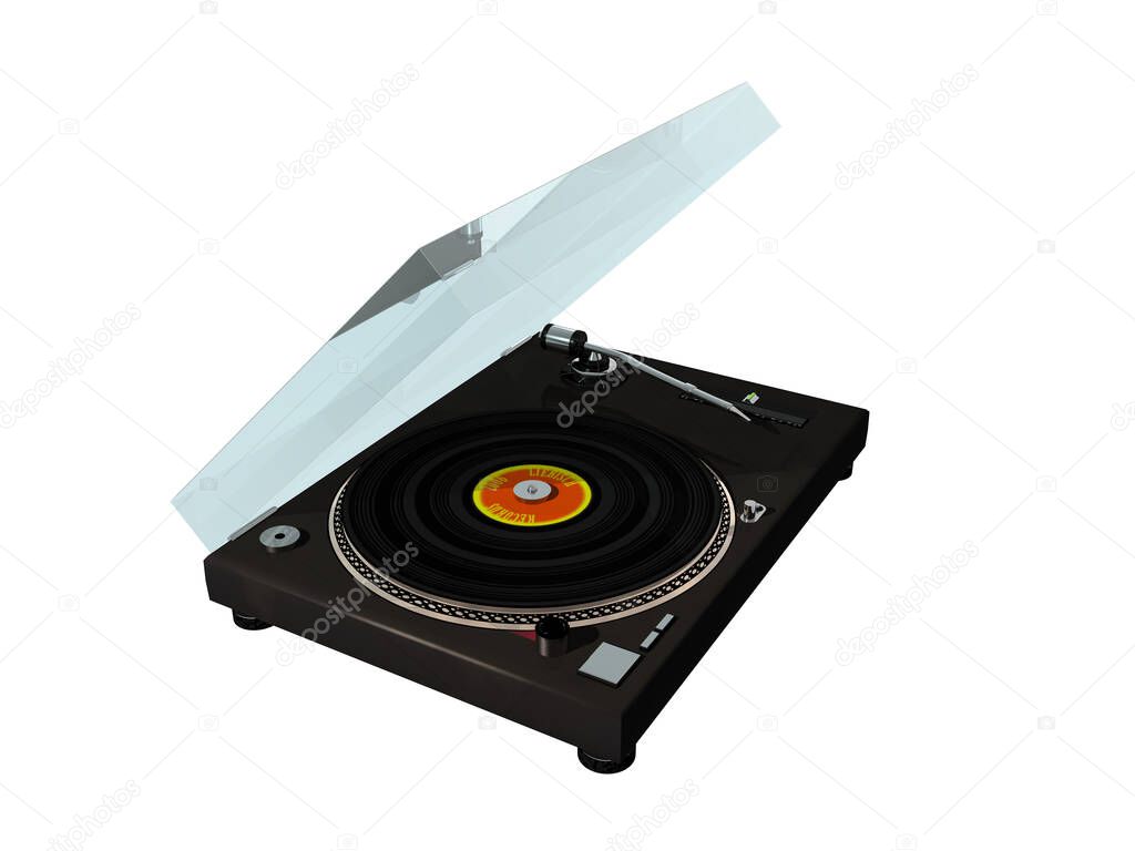 old turntable with plexiglass cover