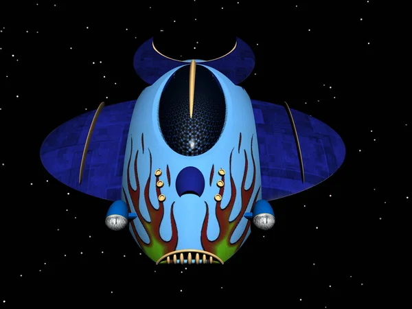 Футуристический Космический Корабль Колеблется Космосе — стоковое фото