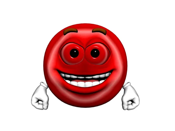 Rotes Smiley Gesicht Mit Händen Und Mimik — Stockfoto