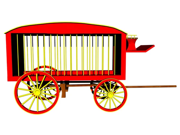 Red Circus Coach Bars Animal Transport — Stock Photo, Image