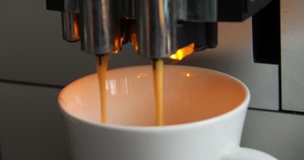 Nowoczesny Pełni Automatyczny Ekspres Kawy Warzy Świeżą Pyszną Kawę Podwójnej — Wideo stockowe