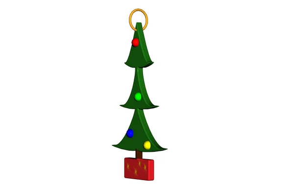 Árbol Navidad Verde Con Joyas Colores — Foto de Stock