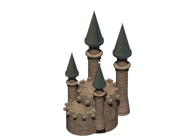 Μικρό Κάστρο Φαντασίας Πολλούς Πυργίσκους — Φωτογραφία Αρχείου