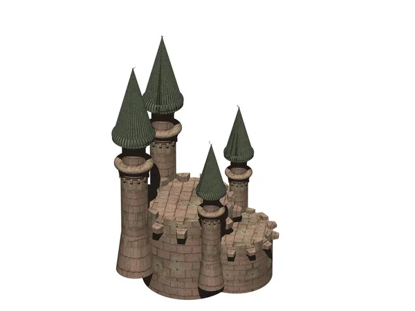 Μικρό Κάστρο Φαντασίας Πολλούς Πυργίσκους — Φωτογραφία Αρχείου