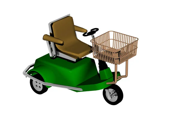 Zöld Elektromos Jármű Bevásárlókosárral Fogyatékkal Élők Számára — Stock Fotó