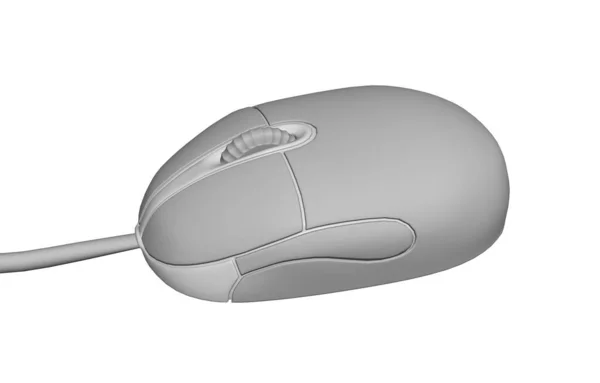 Mouse Del Computer Con Rotella Scorrimento Cavo — Foto Stock