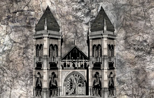 Stary Zabytkowy Kościół Wyryty Skale — Zdjęcie stockowe